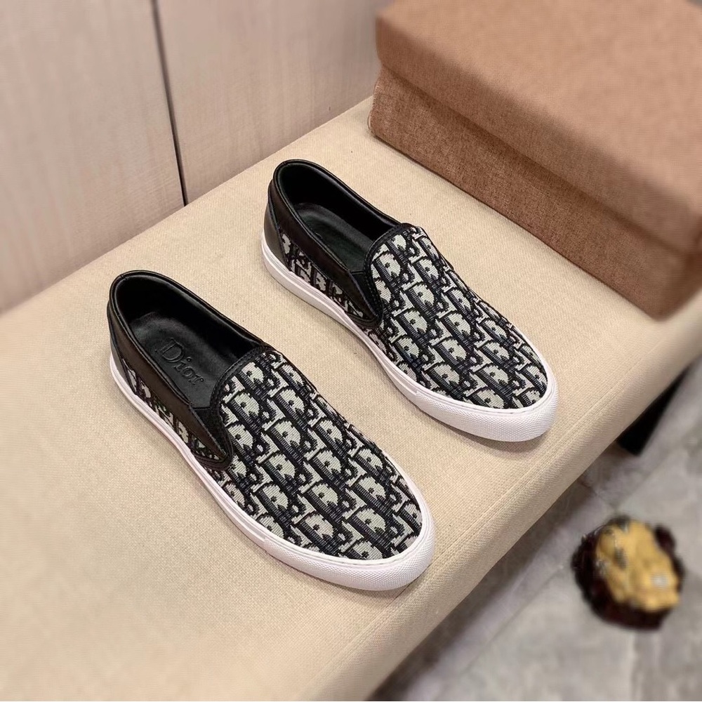 Dior Men's Monogram Black and White Loafers